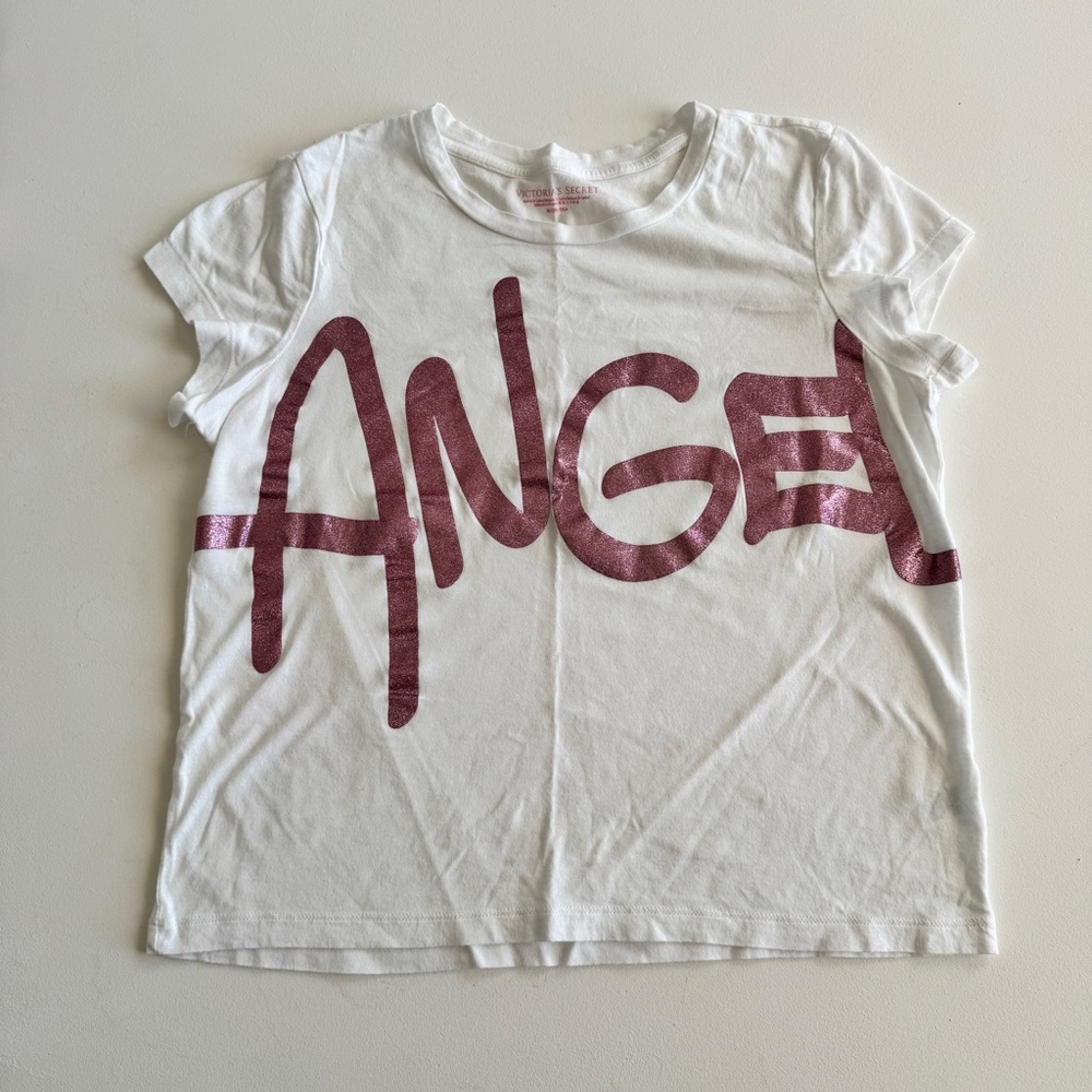 Victoria's Secret - Angel PJ Shorts and Tee in White Pink & Black - Picture 4 of 7